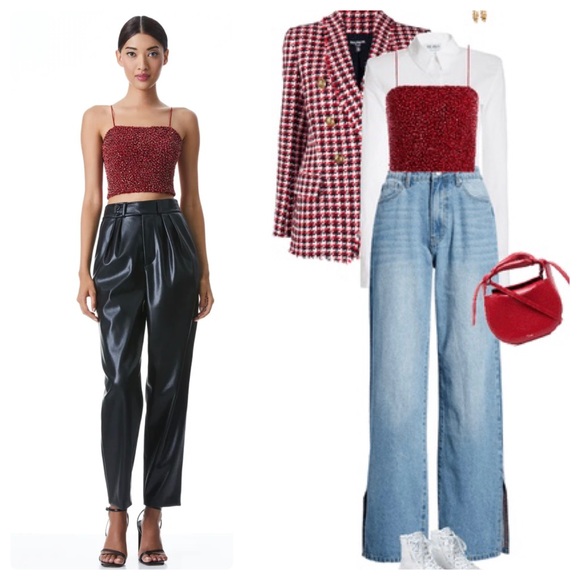 ALICE + OLIVIA Crystal Embellished Crop Top - Picture 9 of 17